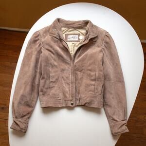 Vintage Suede Leather Bomber Jacket